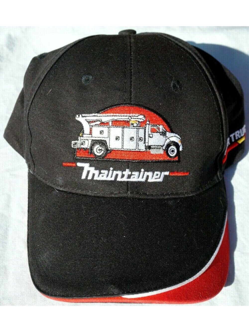 Maintainer Hat Embroidered Baseball Cap Size Fits All Black Red White Truck #D-9